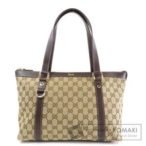 Gucci Abbey GG monogram tote bag beige ebony brown leather